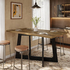 Tribesigns 47-Inch Dining Table for 2-4 People, Small Kitchen Table with Sturdy Pedestal Base, Farmhouse Wood Kitchen & Dining Room Furniture for Small Spaces, Rustic Brown and Black