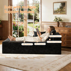 67" Sofa Bed, Chaise Lounge Chair, Plush Corduroy Upholstered Sofa Couch Bed with Pillows, Lazy Chair for Living Room Bedroom Guest Room (Black, Left Facing Chaise)