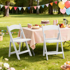 Nazhura Garden and Patio Folding Chair Set of 4 for Events and Wedding, Lightweight with Padded Seat, Water-Proof, Double Braced Frame, Non-Slip Feet, 350LB Capacity (White)