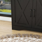 Panana Sideboard 2 Drawers 2 Doors Entryway Storage Cabinet Living Room Organizer Farmhouse Style Wooden Kitchen Cupboard (Black)