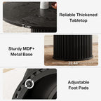 Tribesigns 47.24" Black Round Dining Table for 4-6 People | Modern Fluted MDF + Metal Base Kitchen Table, Sturdy Circle Dining Room Furniture, Easy Assembly, Black
