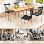 POWERSTONE Windsor Dining Chair Set of 4, Farmhouse Kitchen Chairs with Solid Wood Legs Spindle Dining Room Chair for Dining Living Room Restaurant Black