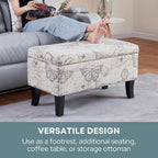 Convenience Concepts Designs4Comfort Winslow Storage Ottoman Bench 32" - Transitional Upholstered Footstool & Seat, for Living Room, Entryway, Hallway, & Bedroom, Butterfly Fabric
