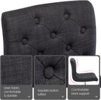 Brage Living Tufted Fabric Bar Stools Set of 2 with Back, Charcoal Black | Seat Height Adjusts 24.75"-33", Swivel Counter Height Barstools, Upholstered Airlift Bar Chairs for Kitchen Dining Cafe