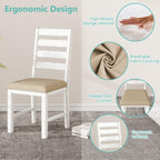 ROCSUMOO Farmhouse Dining Table Set with 4 Chairs and 1 Bench, 59" White Kitchen Table Set, Rectangular Dinner Room Table & Chairs Set Wood (4 Chairs & 1 Bench)