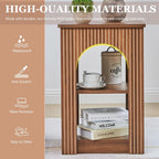 weselon End Table Set of 2, Mid-Century Modern Side Table with 3-Tier Storage Shelves and Arched Carving Lines, Square Fluted Nightstand for Living Room, Bedroom, or Office (2, Walnut)