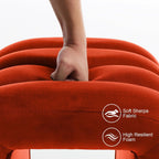 Flouki Velvet Ottoman Stools, Multifunctional Arch Ottomans, Makeup Vanity Stools, Ottomans for Bedroom, Dorm, Side Table Seat for Living Room, Entryway (Rust)