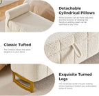 Storage Bench, 63" Ottoman with Storage for Foot of Bed King Size, Modern Upholstered End of Bed Bench with Gold Metal Legs for Bedroom Entryway Hallway, Teddy Beige