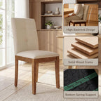 LSSBOUGHT Upholstered Kitchen & Dining Room Chairs with High Back, Linen Fabric Armless Dining Chairs with Solid Wood Legs for Dining Room and Kitchen (Beige, Set of 6)
