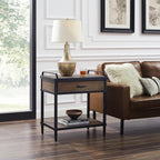 Art Leon Side Table - Mid Century Modern Night Stand, Bedside Table with Wood Drawer, End Table with Storage Shelf for Living Room, Walnut
