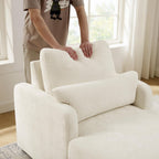 58" Oversized Chaise Lounge Chair with Storage, Chenille Beige