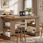 Tribesigns 63" Kitchen Island with Storage, Farmhouse Wood Stationary Island Table with Large Worktop & Leg Room, Coffee Bar Table for Kitchen, Dining Room, Living Room, Rustic Brown