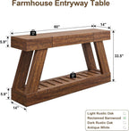 60" Farmhouse Entryway Table with Drawer, Narrow Console Table for Entryway