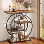 Cottage Charm Entryway Console Table, 31.5" Sofa Table Behind Couch with Curved Metal Frame and Wood Shelves, Decorative Console Table for Living Room, Hallway, Foyer, Rustic Brown