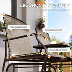Outsunny Outdoor Glider Bench with Center Table Metal Frame Armrests Brown | Patio Loveseat, Breathable Mesh Fabric, for Backyard Garden Porch