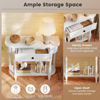 Giantex 2-Tier Narrow Console Table, 36" White Entryway Table with Storage Drawer & Elegant Legs, Wooden Sofa Table with Open Shelf for Living Room, Foyer, Hallway, Bedroom, Entrance