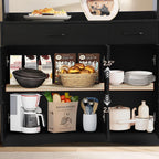 Grepatio 71" Kitchen Pantry Cabinet, Pantry Cabinet with Charging Station, Storage Cabinets with Door, Adjustable Shelves and Hooks, Farmhouse Kitchen Hutch for Dining Room, Living Room (Black)