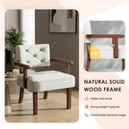 Versatile Accent Chair for Bedroom, Mid Century Modern Arm Chair, Butacas para Sala, Upholstered Wooden Chairs with Arm Rest, Tufted Backrest,Cushion, for Office, Living Room, Reading, Beige