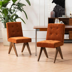 Rowill Modern Upholstered Dining Chairs Parsons Chair Linen Fabric Kitchen Chairs Tufted Armless Dining Room Chairs with Wood Legs Set of 4, Burnt Orange