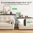 Kitstorack Narrow Sofa Table with Charging Station, 78.8" Behind Couch Table, Adjustable 24.4"-32.7" Height, Modular 2-piece Design for sectionals, entryways, Apartments, and Narrow Living Spaces