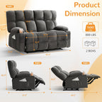 Oversized Loveseat Recliner Sofa, Double Recliner, Big Large Reclining Sofa with Cup Holders & Side Pockets, Traditional 2-Seater Manual Recliner Couch for Living Room, RV, Home Theater (Fabric,Grey)