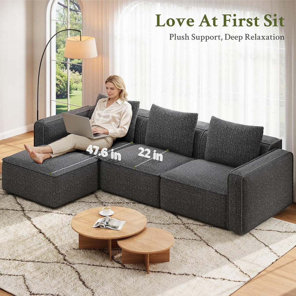 Welzona 75" Loveseat, Chenille Love Seat Sofa, Small Couch for Small Space | Minimalist Comfy Love Seat, Small Couches for Small Spaces, 2 Seater Modern Loveseat, 22" Deep Seat for Apartment, Grey Sofa