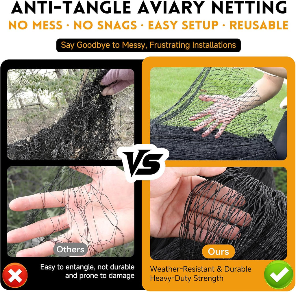 Heavy Duty Bird Netting for Chicken Coop with 1" Mesh, 50x50 ft Reinforced HDPE Poultry Netting, Durable & Reusable Chicken Netting for Hawks, Predator Proof for Farm, Fence, Garden & Orchard