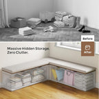 L Shaped Corner Bench with Storage, Breakfast Nook Bench, 63" L-Shaped Kitchen Nook Seating, Hidden Flip-Top Storage Compartments for Entryway, Dining Room, Hallway, Cloakroom, w/Grey Cushion