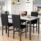 Recaceik Dining Table Set for 4, Faux Marble Kitchen Table and Chairs Set of 4, Modern Dining Room Table with Velvet Dinner Chairs, Small Dining Set for Breakfast Nook Small Spaces, White & Black