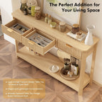 RUSTOWN Fluted Wood Console Table with 3 Drawers, 47.2" Boho Entryway Table