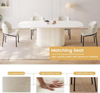 86" Oval Dining Table with 6 Chairs, Modern Kitchen Table Set, Luxury Rectangular Dinner Table, Dining Table for Kitchen, Living Room, Breakfast Nook
