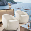 Swivel Accent Chairs Set of 2, 360° Comfy Barrel Swivel Club Armchair, Modern Reading Chair for Living Room, Bedroom, Office, Balcony, Entryway