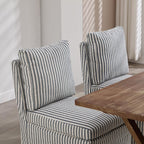 Kmax Slipcovered Dining Chairs Set of 2, Modern Upholstered Armless Kitchen Chair, Accent Single Sofa Chair for Diningroom Livingroom, Blue Stripe