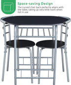 Yaheetech 3-Piece Dining Room Table Set, Kitchen Table & Chair Sets for 2, Compact Table Set w/Steel Legs, Built-in Wine Rack for Breakfast Nook, Small Space, Apartment, Black, 31.5x21x29" (LxWxH)