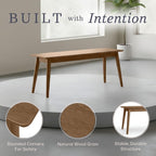 Alaterre Furniture Calais Dining – Mid Century Modern 46-Inch Solid Wood Dining Bench – Entryway Bench with Minimalist Design for Entryway, Dining Room, Kitchen, or Bedroom (Warm Pecan Finish)