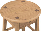 Solid Rubberwood Round Side Table with Drawer, Natural Oak Painted Finish Sofa End Table & Nightstand for Living Room, Bedroom