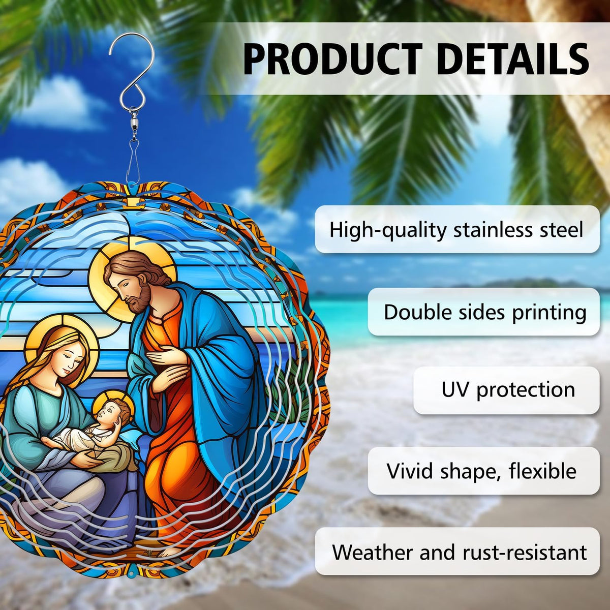Christian Christmas Wind Spinner, Christian Christmas Wind Spinner Hanging for Yard and Garden, Unique Gift Wind Spinner, 3D Hanging Wind Spinner Outdoor