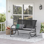 Outsunny 2-Person Outdoor Glider Bench with Steel Frame, Black | Double Swing Rocking Chair, Loveseat, for Outside Patio, Backyard, Garden, Porch, Powder Coated