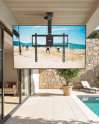 monTEK Motorized Ceiling TV Mount for 32-75 Inch TVs, Holds up to 121 lb | Lower VESA fit helps avoid ceiling contact; electric flip-down, remote/app/voice, max VESA 600x400 mm, flat/pitched ceilings
