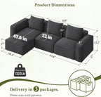Welzona 103" Modular Sectional Sofa, Sectional Couch, Sofas for Living Room | Comfy Cloud Couch, Tool-Free Setup Couches for Living Room, Wood Frame L Shaped Couch with Ottoman, 22" Deep Seat, Grey Sofa