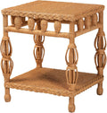 Bali & pari Dolby Natural Rattan End Table - Handwoven Wicker Side Table with Lower Shelf, Coastal Boho Style Accent Table for Living Room or Bedroom