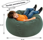 LPMOERA Soft Corduroy Kids Bean Bag Chair with Memory Foam Filling Green | Hidden Zipper,Versatile Home Decor,Floor Sofa,Suitable For Rest & Lounge,Pull-Handle
