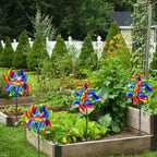 6Pcs Sparkly Pinwheels for Yard and Garden, Reflective Colorful Wind Spinners Yard Decorations Outdoor Windmill, 9.5in Garden Pinwheels to Scare Birds