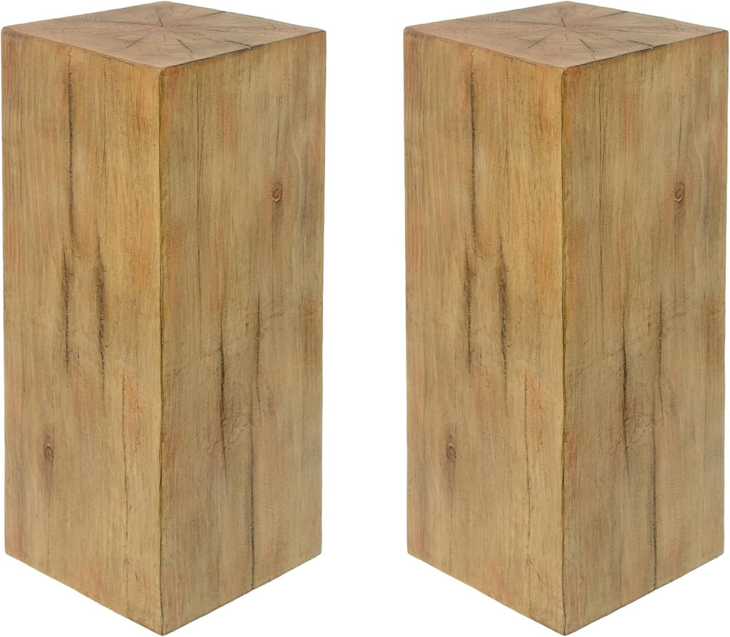 JIJIWANG 33.75" Square Living Room Side Table,Wood-Like Distressed Finish End Table,Decorative Coffee Tables for Indoor Outdoor Usage,Space Saving Furniture,Natural