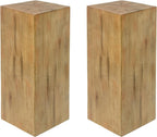 JIJIWANG 33.75" Square Living Room Side Table,Wood-Like Distressed Finish End Table,Decorative Coffee Tables for Indoor Outdoor Usage,Space Saving Furniture,Natural