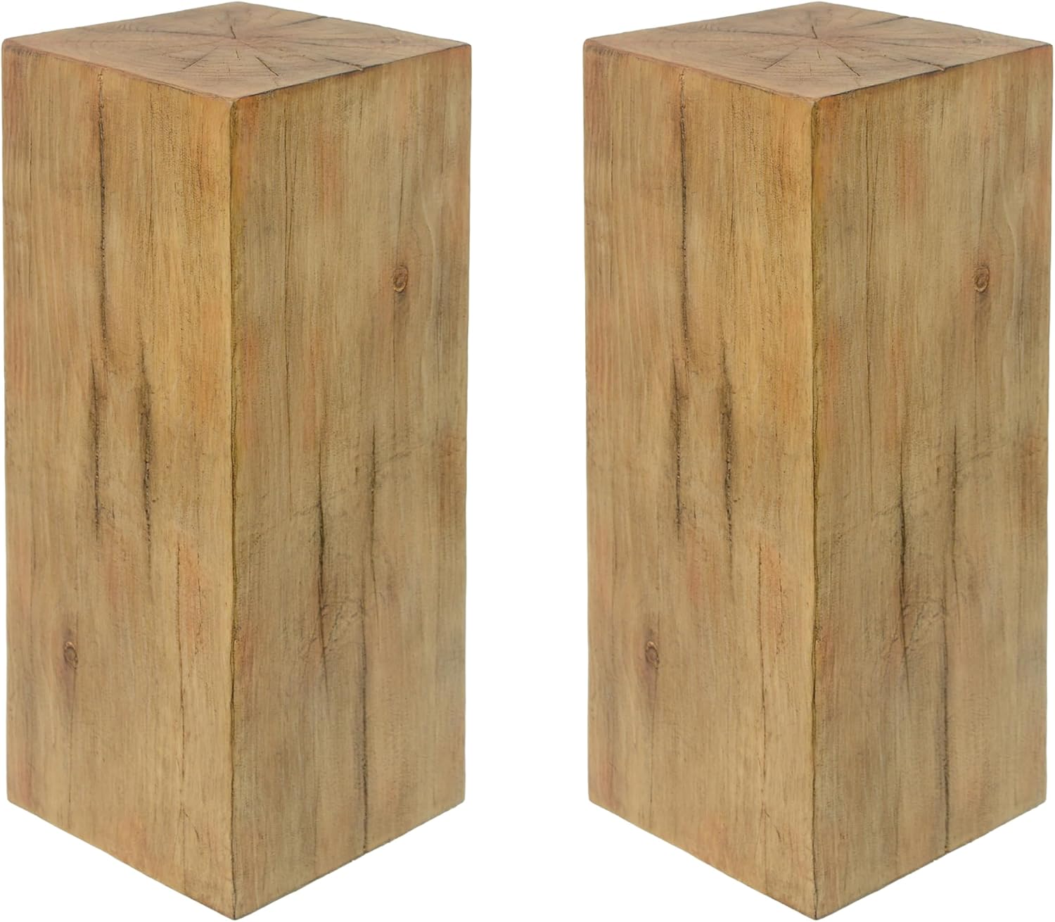 JIJIWANG 33.75" Square Living Room Side Table,Wood-Like Distressed Finish End Table,Decorative Coffee Tables for Indoor Outdoor Usage,Space Saving Furniture,Natural