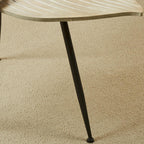 Delft Isle Natural-Inspired Shaped Accent Table | Neutral Almond Finish with Whitewash Detailing | Three-Tiered Leaf Tabletop with Veining | Black Tripod Metal Legs | Whimsical Leaves Wood Furniture