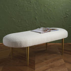 SAFAVIEH Couture Collection Corinna Glam Ivory Boucle/Gold Leg Oval Bench
