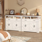 knoworld Buffet Sideboard with Storage Farmhouse with 4 Doors, 47'' Large Kitchen Storage Cabinet Wood Coffee Bar Cabinet Buffet Table with Shelves for Kitchen, Dining Room, Entryway
