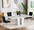 78.74" Extendable Dining Table for 6 8 10 Person, Modern White Faux Marble Expandable Kitchen Table with Dual Column Pedestal, Large Rectangle Wooden Expanding Table for Kitchen Dining Conference Room